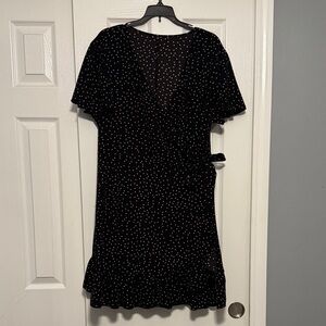 Black Polka Dot Wrap Dress with flutter sleeves